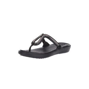 Crocs Women's Size 9 Sandals Women's Sanrah Metal Block Flat Flip Flops Shoes